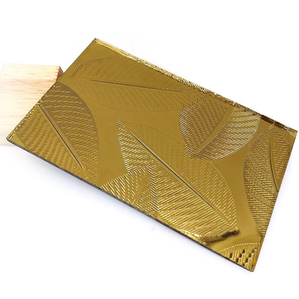 Acid Etched Golden Stereo Pattern Color Mirror Glass