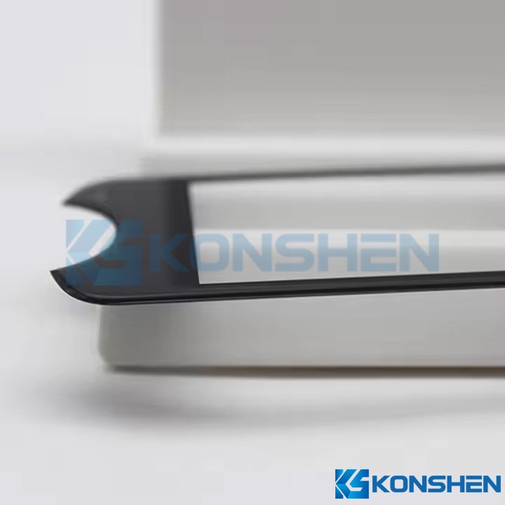 0.8mm Ultra-Thin 2.5D Edge Custom Shaped Glass Panel with Black Silk Printing
