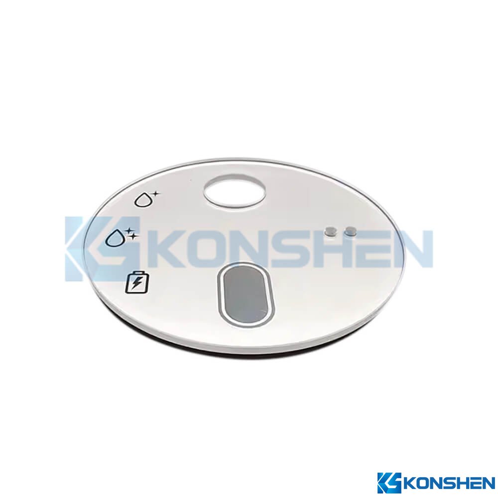 Custom 3mm Silver Gray printed Toughened Cover Glass Panel with Drilled Holes