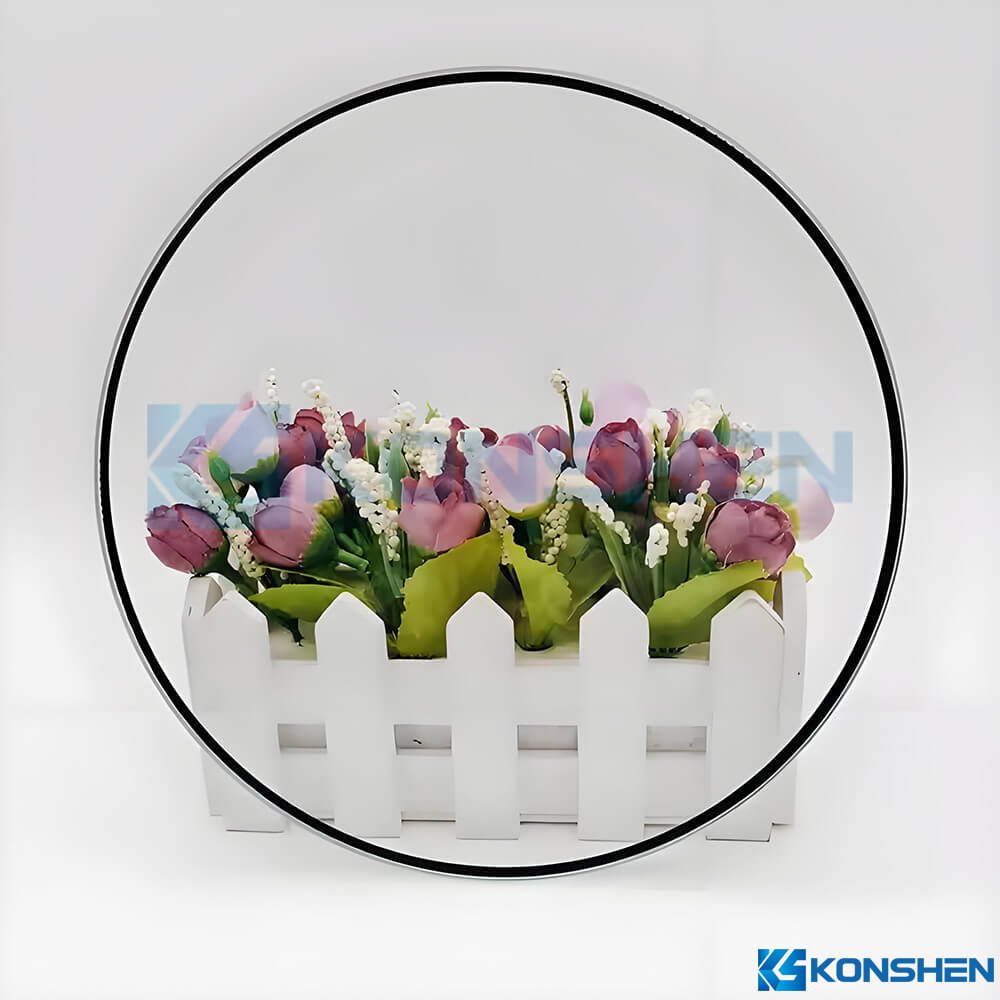 91.5% Transmittance 2mm Round Tempered Mid-Aluminum Cover Glass for LED Lighting