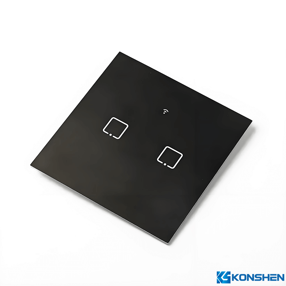 Premium Custom Black  Silk-Screened AF AS Tempered Light Switch Panel Glass