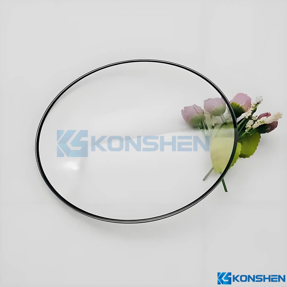 91.5% Transmittance 2mm Round Tempered Mid-Aluminum Cover Glass for LED Lighting