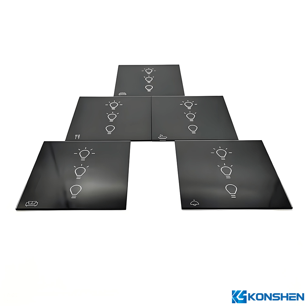 Premium Custom Black  Silk-Screened AF AS Tempered Light Switch Panel Glass