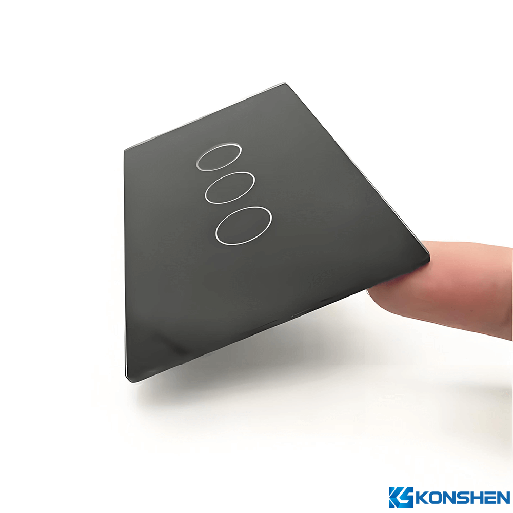 Premium Custom Black  Silk-Screened AF AS Tempered Light Switch Panel Glass