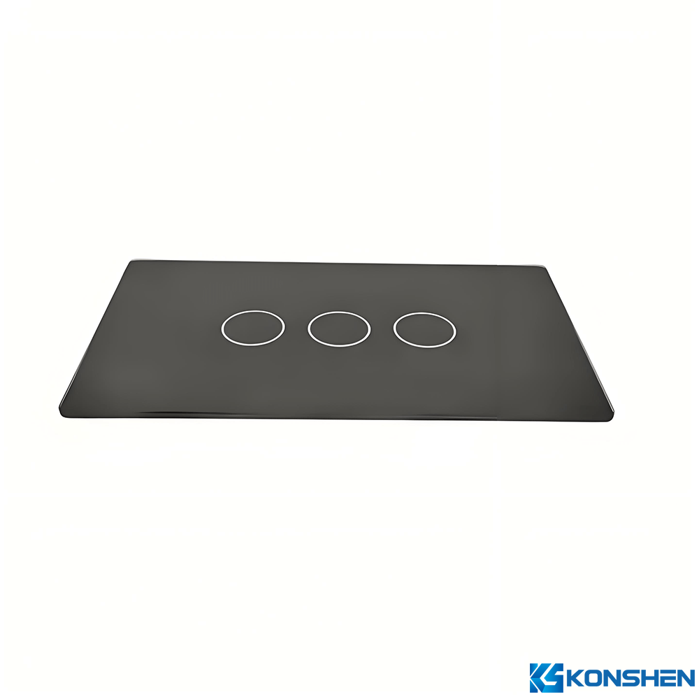 Premium Custom Black  Silk-Screened AF AS Tempered Light Switch Panel Glass