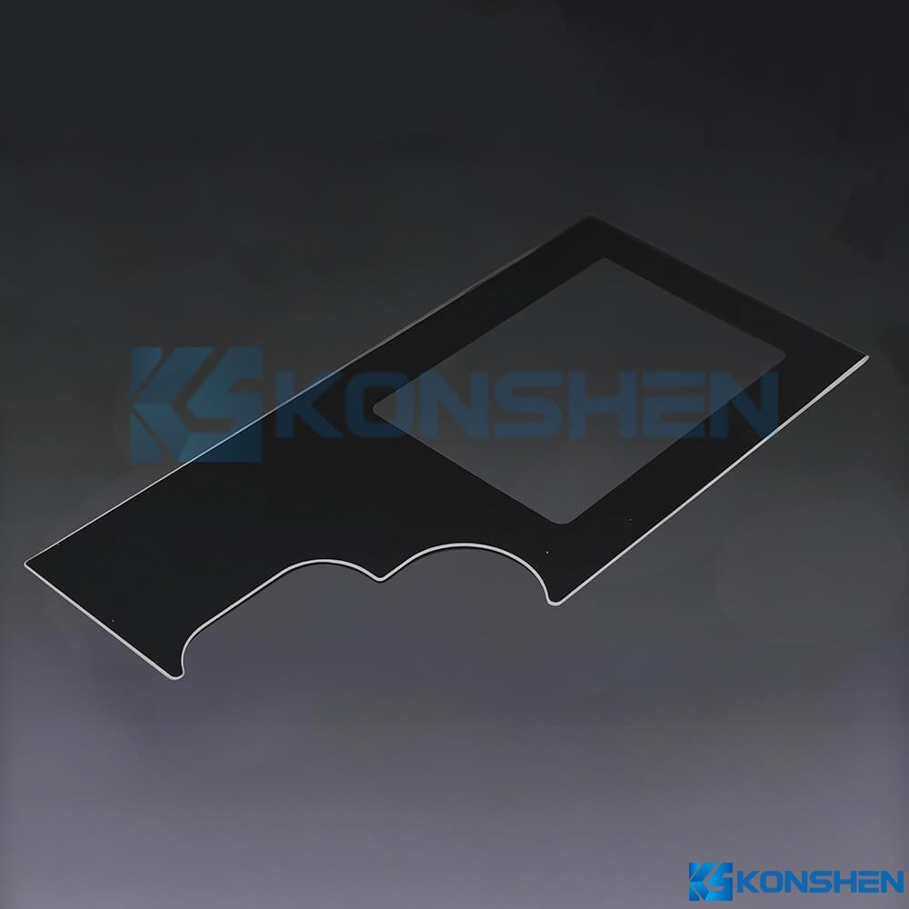 2mm IK07 Irregular shape Anti-Scratch Coating Tempered Glass Panel