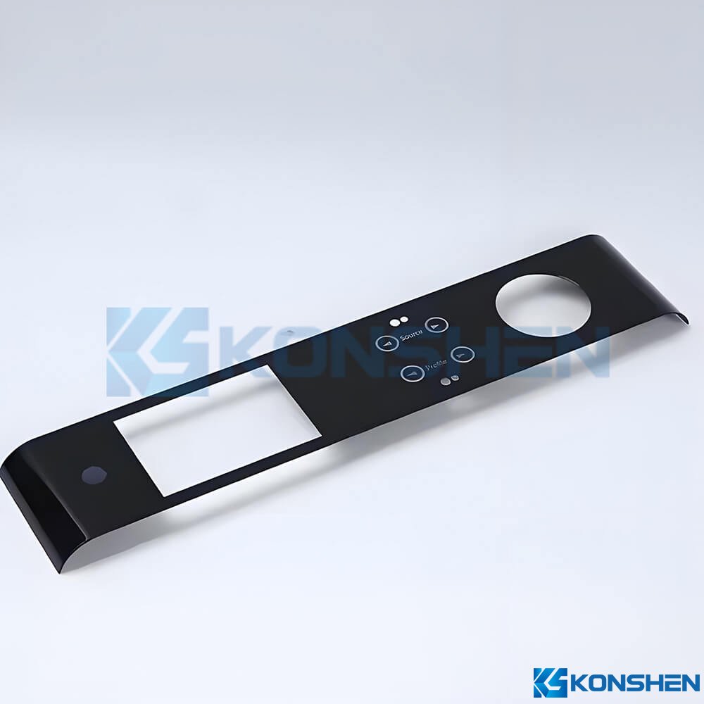 0.8mm Precisive Cutout Curved Glass Panel with Black Silk Printing