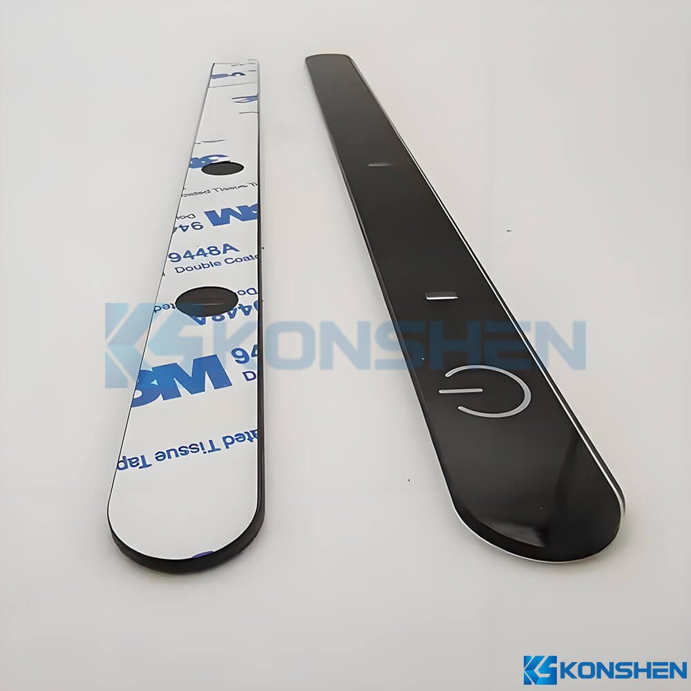 1.1mm  Black Silk Screen Printed Glass Switch Panel with AF Coating and 3M Adhesive