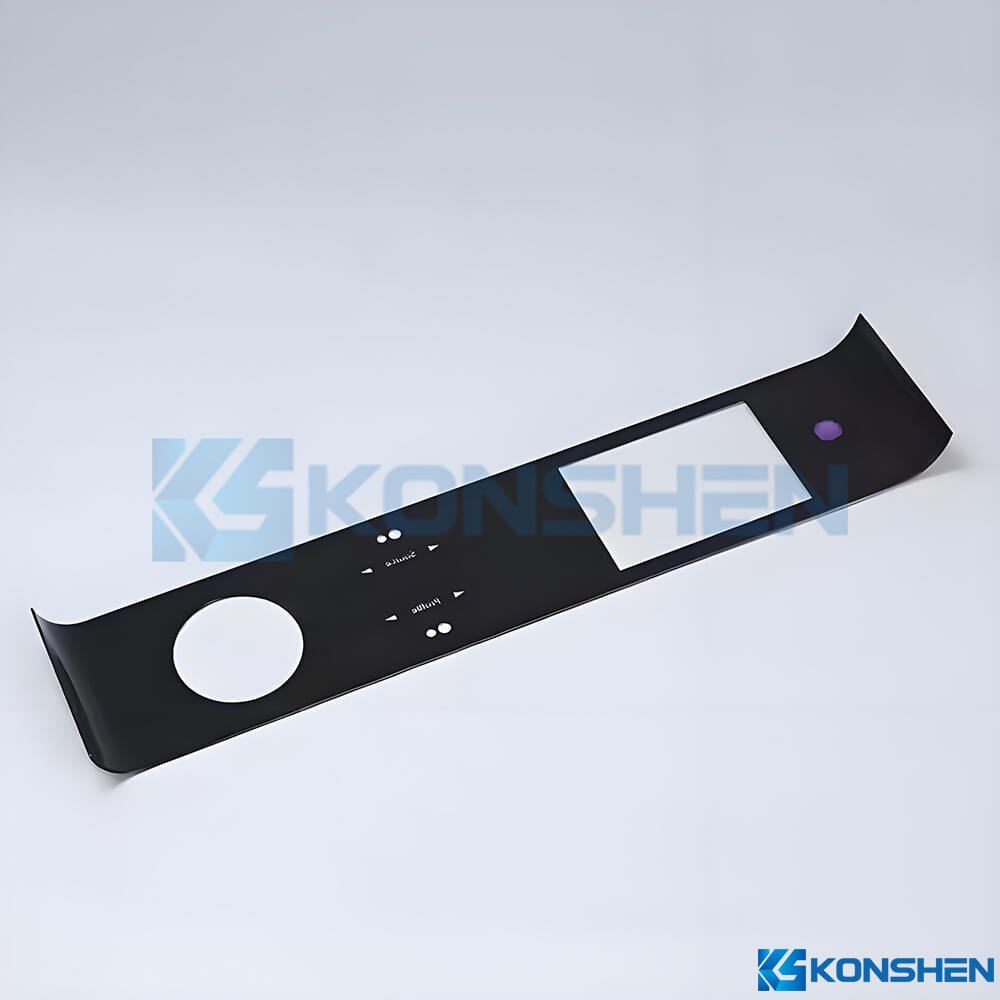 0.8mm Precisive Cutout Curved Glass Panel with Black Silk Printing
