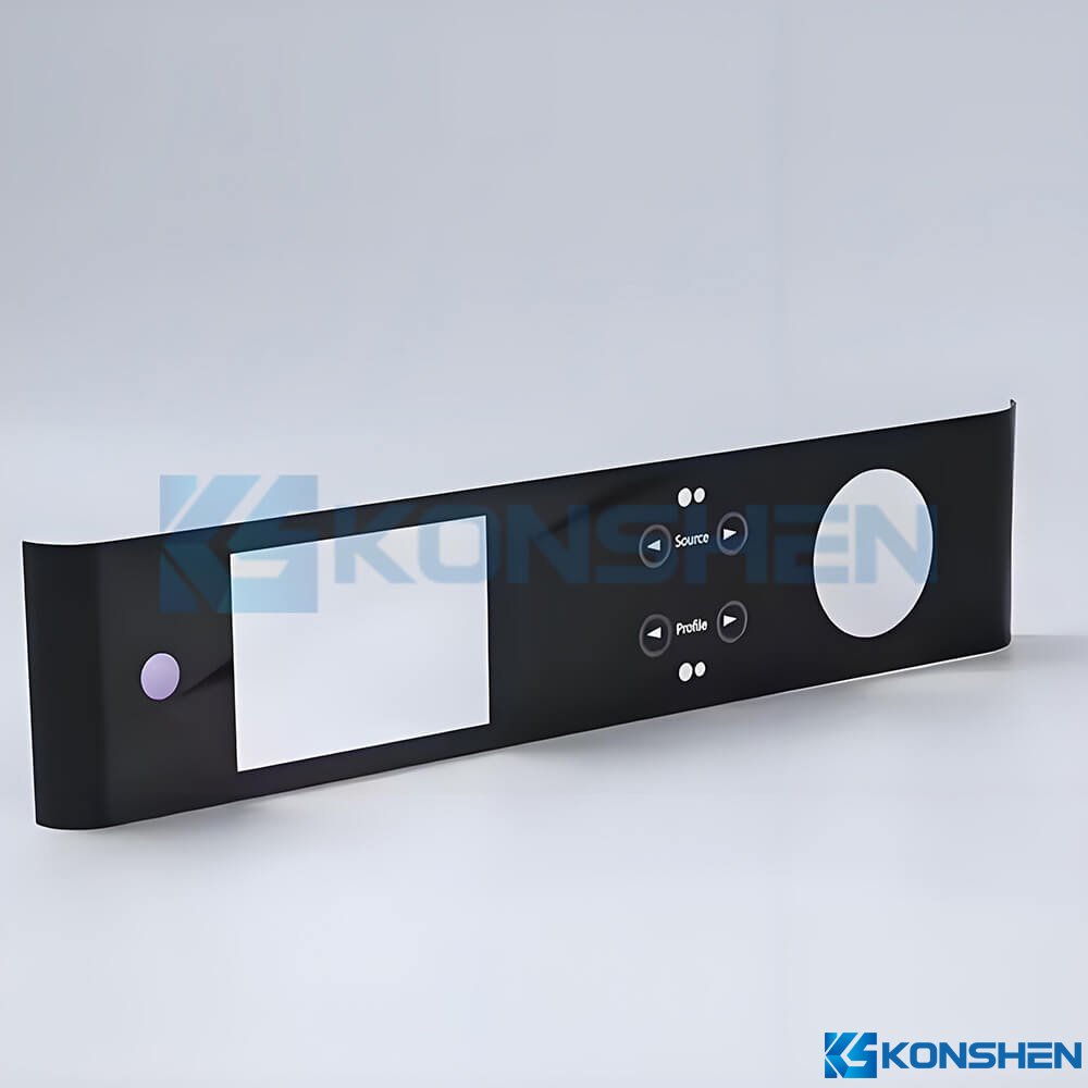 0.8mm Precisive Cutout Curved Glass Panel with Black Silk Printing